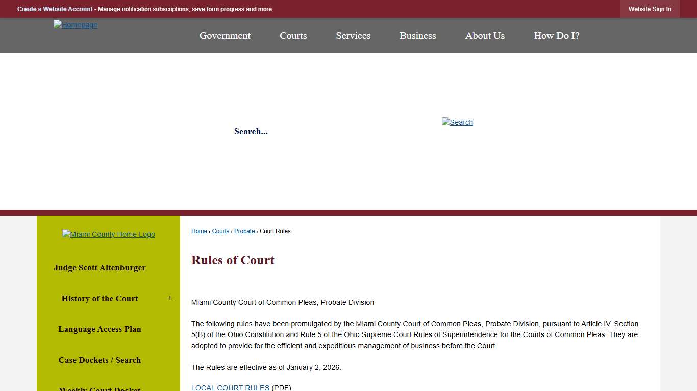 Rules of Court Miami County, OH - Official Website