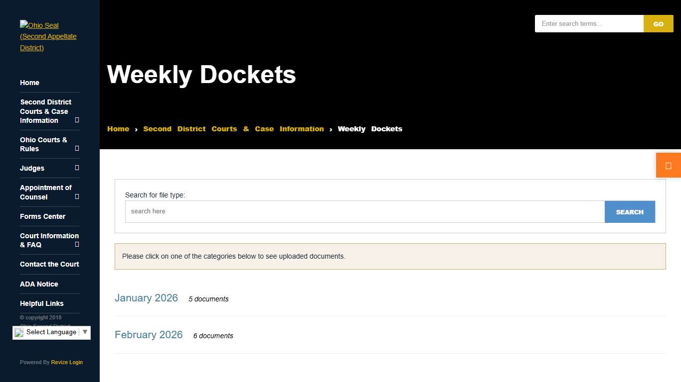 Weekly Dockets